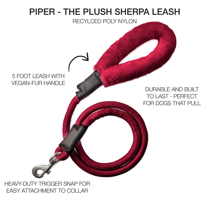 Plush Dog Leash with Cozy Sherpa Handle 5 ft. for All Pet Breeds, Hot Pink, One Size - PawsPlanet Australia