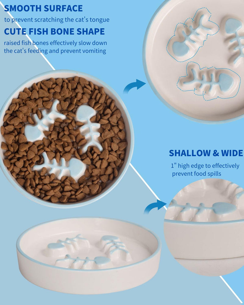 Cat Slow Feeder Bowl, Raised Slow Feeder Cat Bowl for Cat and Dog for Dry and Wet Food, Improve Digestion Design, Anti Vomit, Slow Down Cats Eating Speed Black - PawsPlanet Australia