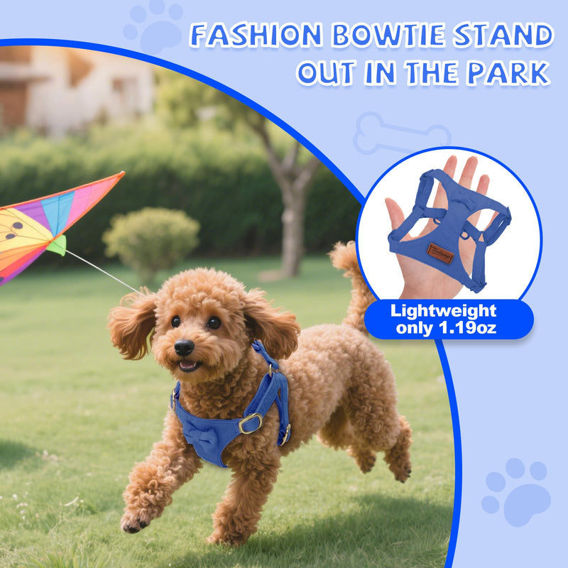 No Pull Small Dog Harness and Leash Set, Adjustable Puppy Harness for Extra Small XS XXS Girl Dogs, Soft Suede No Choke and Escape Proof Pet Harness Vest Leash for Puppy Cat (Navy XS) Navy - PawsPlanet Australia