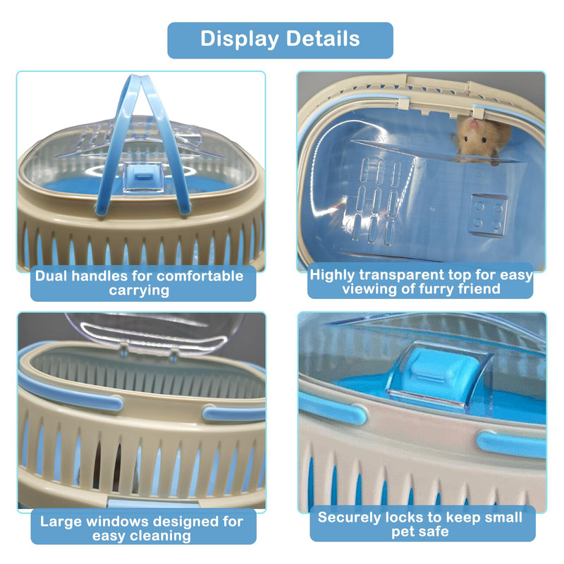 Hamster Carrier Guinea Pig Carrier 13 X 11 X 8 In Portable Hamster Travel Cage with Ventilation Holes Outdoor Small Animal Carrier for Rat Gerbils Rabbit Hedgehog Squirrel Mouse Sugar Glider Blue