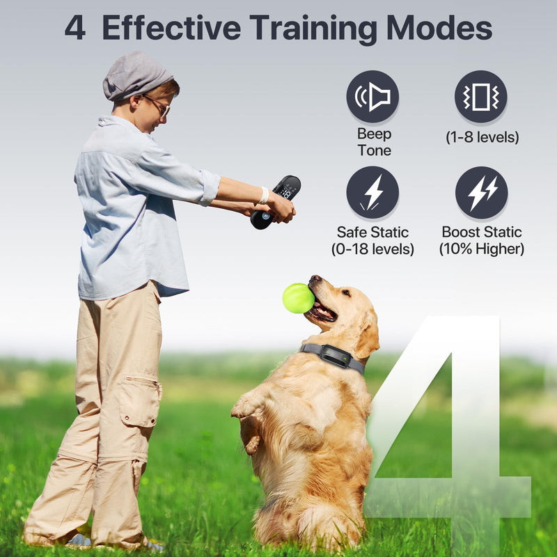 Dog Shock Collar with Remote Control, Dog Training Collar for Large Medium Dogs 40-120lbs Waterproof, Shock Collar for Dogs with Beep Vibration Security Lock (Matte Black) Matte Black - PawsPlanet Australia
