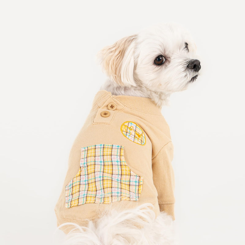 Puppia Zaid Dog Shirt Round NeckTrendy Fashionable Cute Dog Apparel for Small and Medium Dogs, Beige, Medium Beige_Zaid - PawsPlanet Australia