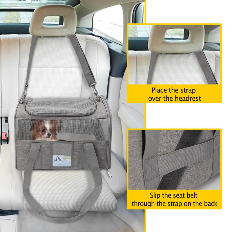 Refrze Cat Carrier,Dog Carriers for Small Dogs Medium Cats Pet Carrier up to 15 Lbs, TSA Airline Approved Cat Carrier Soft, Cat Dog Crate Travel Bag,Grey 17.0"L x 12.0"W x 11.0"H Grey - PawsPlanet Australia