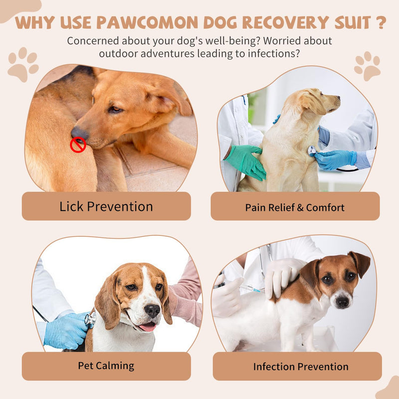 Dog Onesie for After Surgery Recovery Suit Pet Surgical Suit for Female Male Cone E-Collar Alternatives After Spay Abdominal Wounds Protector Dog Anti-Licking Onesie for Small Medium Dogs Brown - PawsPlanet Australia