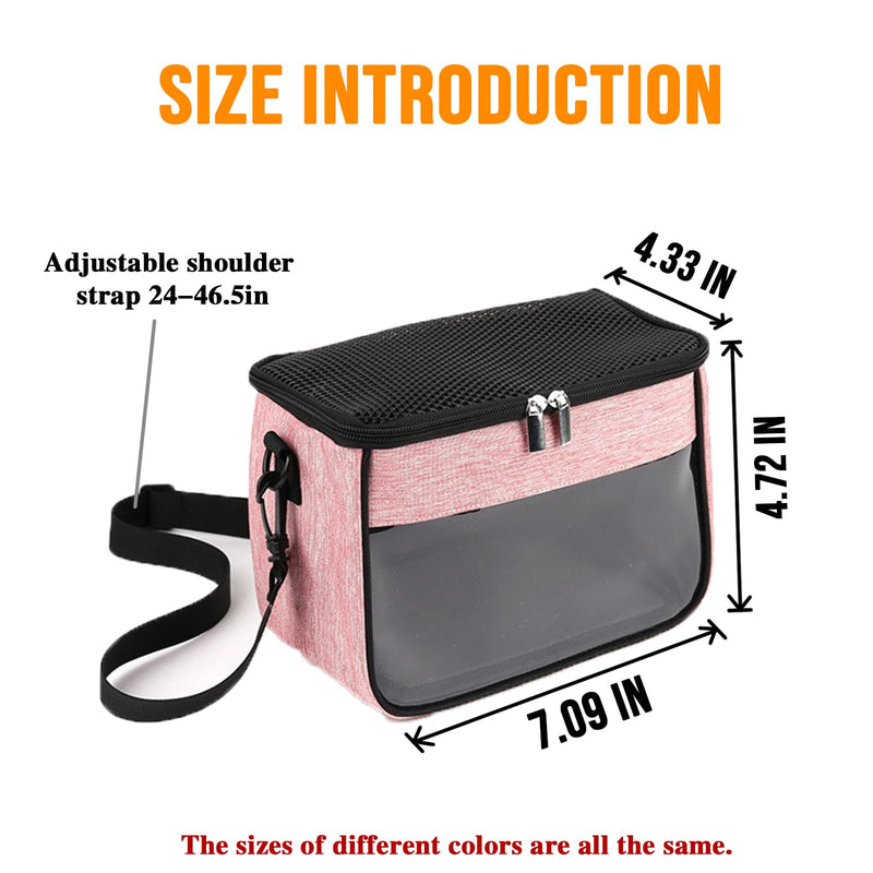 Small Pet Carrier Bag - Single - Shoulder Outdoor Carrier for Hamsters, Sugar Gliders & Flying Squirrels Portable Small Pet Travel Bag (Pink) Pink - PawsPlanet Australia