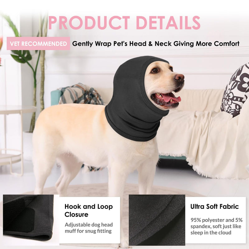 AOFITEE Dog Calming Hoodie, Soft Dog Ear Muffs Noise Protection for Anxiety Relief, Adjustable No Shake Ear Wraps for Dogs Noise Protection Head Wrap for Firework, Grooming, Thunderstorms, Grey S Small