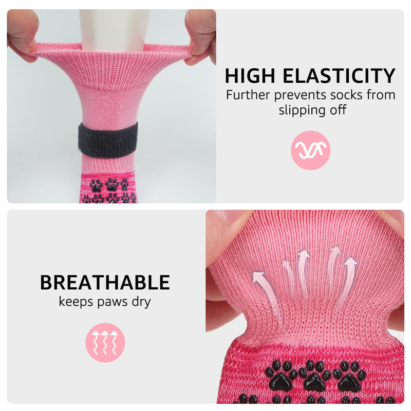 SCENEREAL Dog Socks to Prevent Licking Paws for Hardwood Floors Anti Slip, Dog Grippy Socks Shoes for Senior Small to Large Dogs, Dog Boots & Paw Protectors for Hot/Cold Scratching Pavement XS(Paw width 1.8") Pink - PawsPlanet Australia
