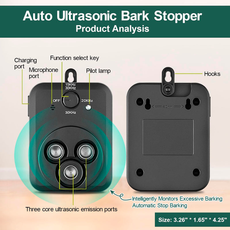 Anti Barking Device, Auto Dog Barking Control Devices with 3 Modes, Rechargeable Ultrasonic Bark Box Dog Barking Deterrent Devices, Effective Stop Barking Dog Devices Safe for Indoor Outdoor Dogs - PawsPlanet Australia