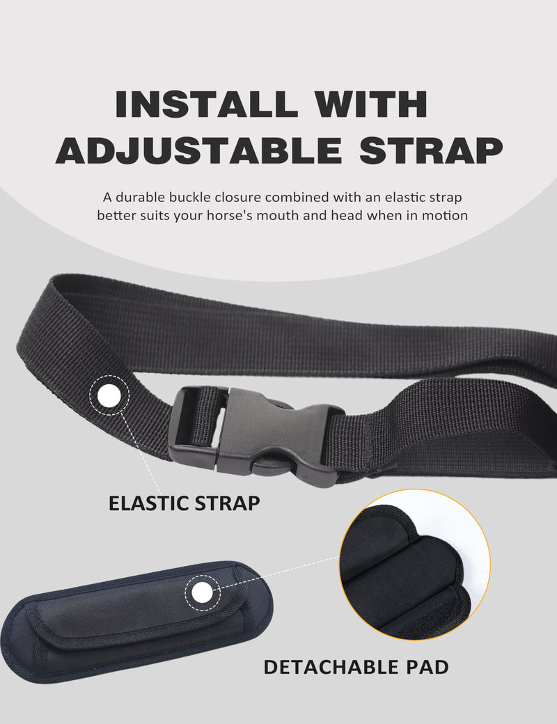 Harrison Howard Horse Muzzle Feed Bag Nylon Mesh Grain Feed Bag with Padded Neck Strap Adjustable Belt Dark Gray Large - PawsPlanet Australia