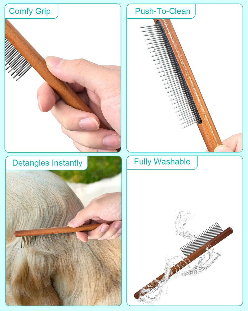 Dog Slicker Brush for Grooming & Shedding， Puppy Brush for Short or Medium-Haired Dogs with an Air-Cushion Design and Coated Tips, Suitable for Removing Loose Hair, Tangles, and Knots.(brown) - PawsPlanet Australia