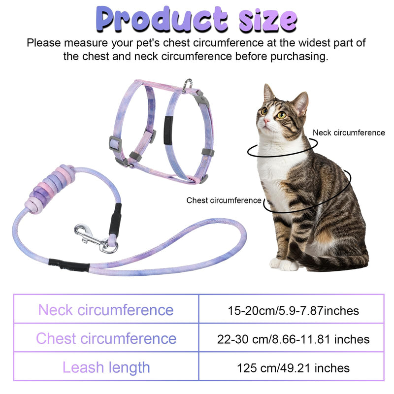 Cat Harness and Leash Set, Escape Proof Comfortable Soft Kitten Harness for Safe Walking and Travel, Adjustable Easy to Wear for Small Medium Cats(Gradient Purple) - PawsPlanet Australia