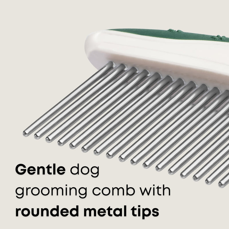 Freshly Bailey Metal Comb for Dogs - Greyhound Comb for Grooming Poodle, Doodle, Goldendoodle - Dog Comb with Dual Teeth for Curly & Wavy Coats
