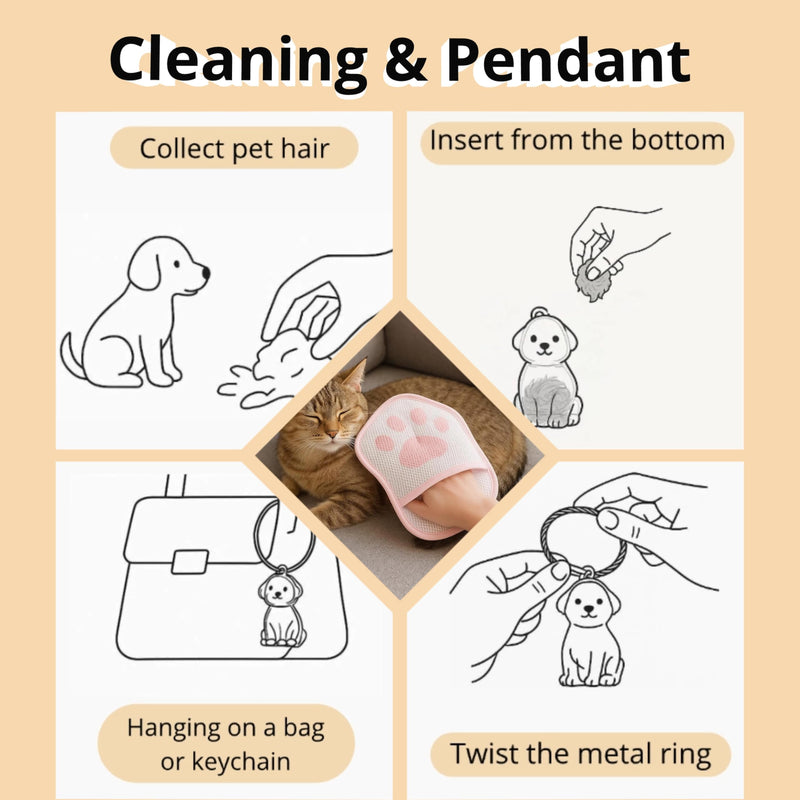 2025 Upgrade Electrostatic Pet Hair Removal Glove, A Reusable Pet Hair Remover Tool for Cats, Dogs, Clothing, Couches, Carpets(Pink Glove, Dog Keychain) Pink - PawsPlanet Australia