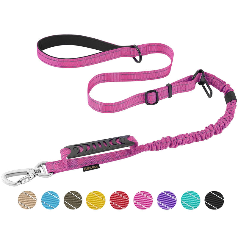 Heavy Duty Dog Leash, Reflective Dog Leashes with Car Seat Belt and Soft Padded Handle, 4-6ft Strong Dog Leash for Training, No Pull Bungee Dog Leash for Large Medium Dogs, Pink M-L