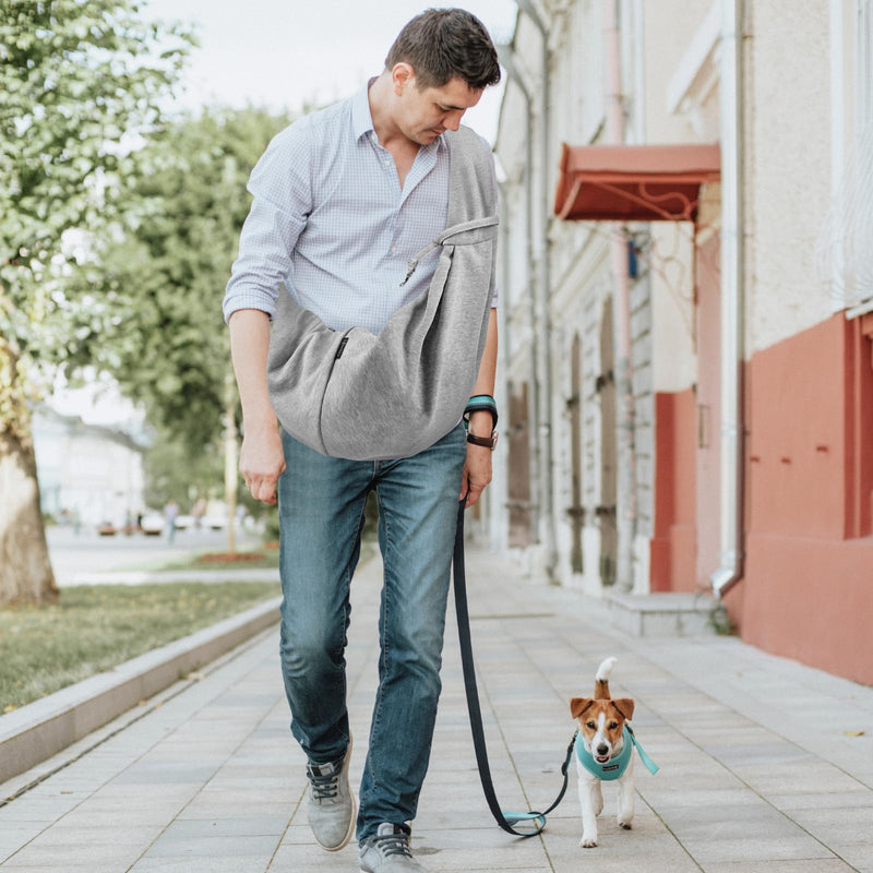 Cosmos Reversible Dog Sling Carrier Dog Purse with Breathable Soft Cotton Suit for Puppy Small Dogs and Cats for Outdoor Travel Gray - PawsPlanet Australia