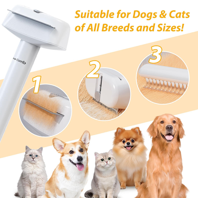 L&W BROS. 3-in-1 Cat Grooming Brush Set | Comb, Undercoat Rake, Double Sided Deshedding Tool for Long & Short Hair Dog Brush for Shedding Cat Hair Remover for All Breeds (White) White - PawsPlanet Australia