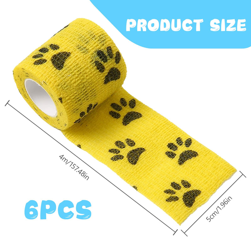 6 Rollen Selbsthaftende Bandage, Selbstklebende Bandage Atmungsaktive Elastische Bandagen für Haustiere, Pet Selbstklebender Verband, für Hund, Pferd, Haustier, Wrap Klebeverband