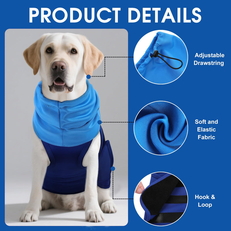ASENKU Dog Coat with Soothing Hood and Ear Protection, Calming Vests for Dogs to Relieve Anxiety, Anti-Stress Vest, Dog Calming Jacket, Calming Shirt with Reflective Stripes S blue