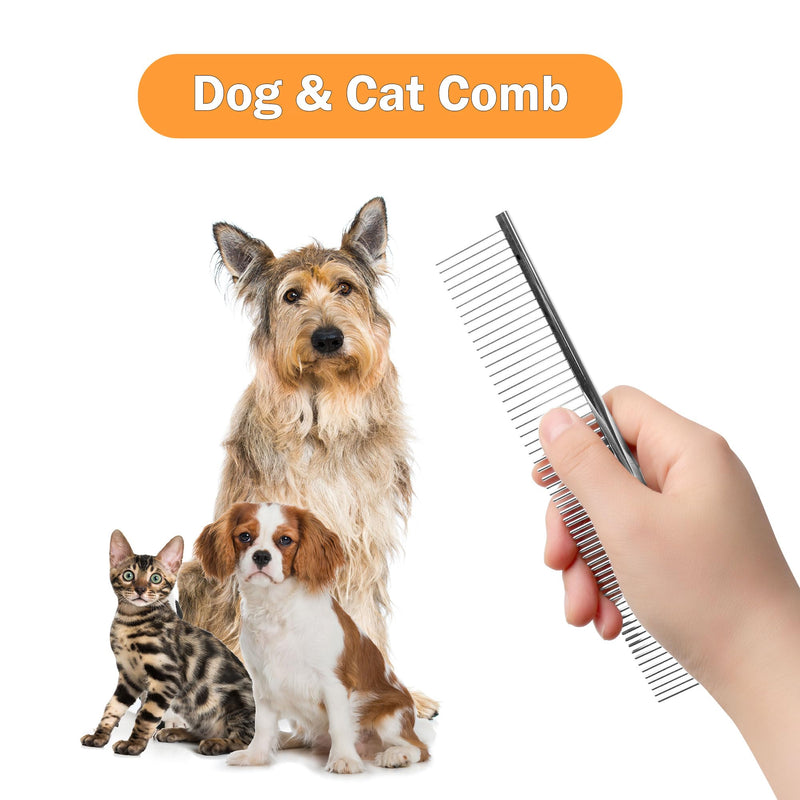 uxcell Metal Dog Comb with Rounded Teeth, 1 Pack Pet Hair Care Tool Dog Grooming Comb for Removing Tangles and Knots, Pet Comb for Long and Short Haired Dogs and Cats, 7.3IN - PawsPlanet Australia