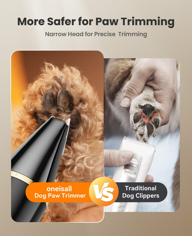 oneisall Dog Paw Trimmer with Double Blades,Silent Cat/Dog Clipper Grooming Kit,Cat Paw Trimmer Shaver for Dogs Cats Face,Eyes, Ears Black - PawsPlanet Australia