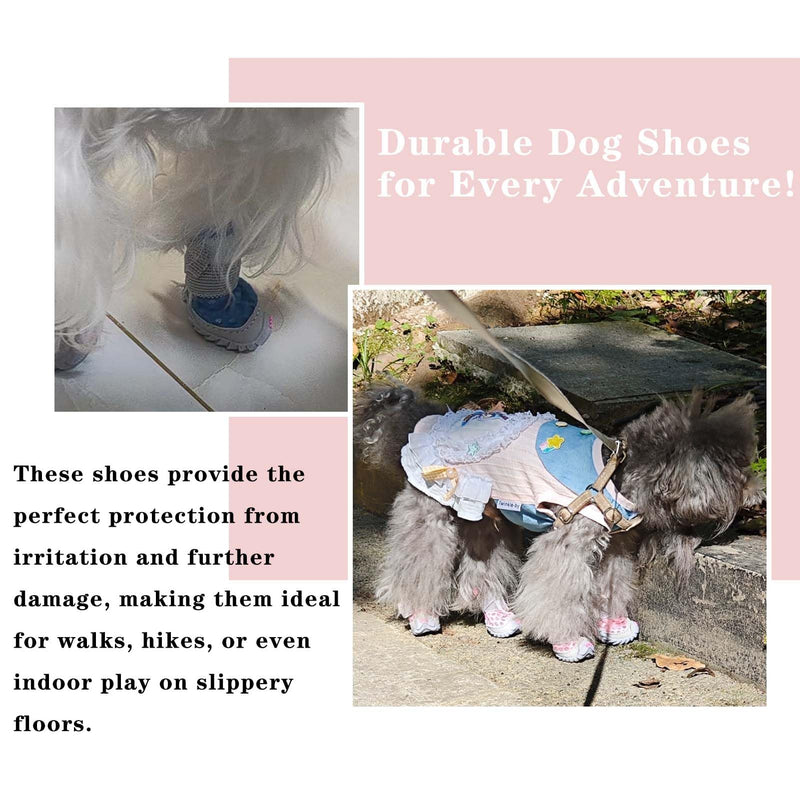 Dog Shoes for Small Dogs, Soft Mesh Dog Boots for Summer Hot Pavement, Outdoor Walking Running, Anti-Slip Dog Boots & Paw Protectors, Size 2, Pink