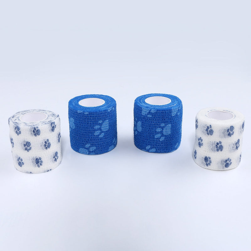 Pet Bandage Cohesive Bandage Self Adhering Stick Bandage, Multi-Function Non-Woven Fabric Elasticity Gauze Rolls Self Adhering Stick Bandage Wrap Vet Tape for Pet Animals (White and Blue) White and Blue - PawsPlanet Australia