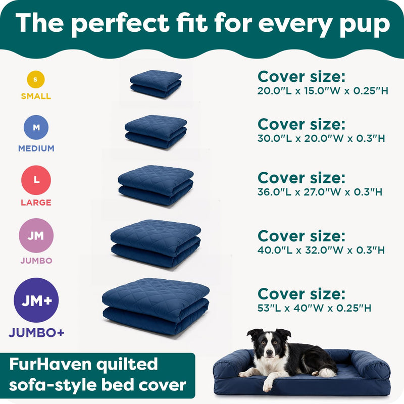 FurHaven Dog Bed Cover Replacement, Sofa-Style Design with Soft Quilted Sleep Surface for Cozy Comfort, Machine Washable, Jumbo Plus XXL, Quilted Fabric, Navy Blue - PawsPlanet Australia