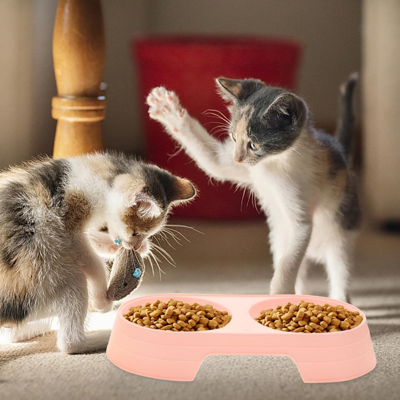 balacoo Pcs Double Cat Bowl: Raised Food Bowl, Cat Feeding Basin, Plastic, Overflow, Travel Dog Tray, Skid Tray, Bowls, Water and Food - PawsPlanet Australia