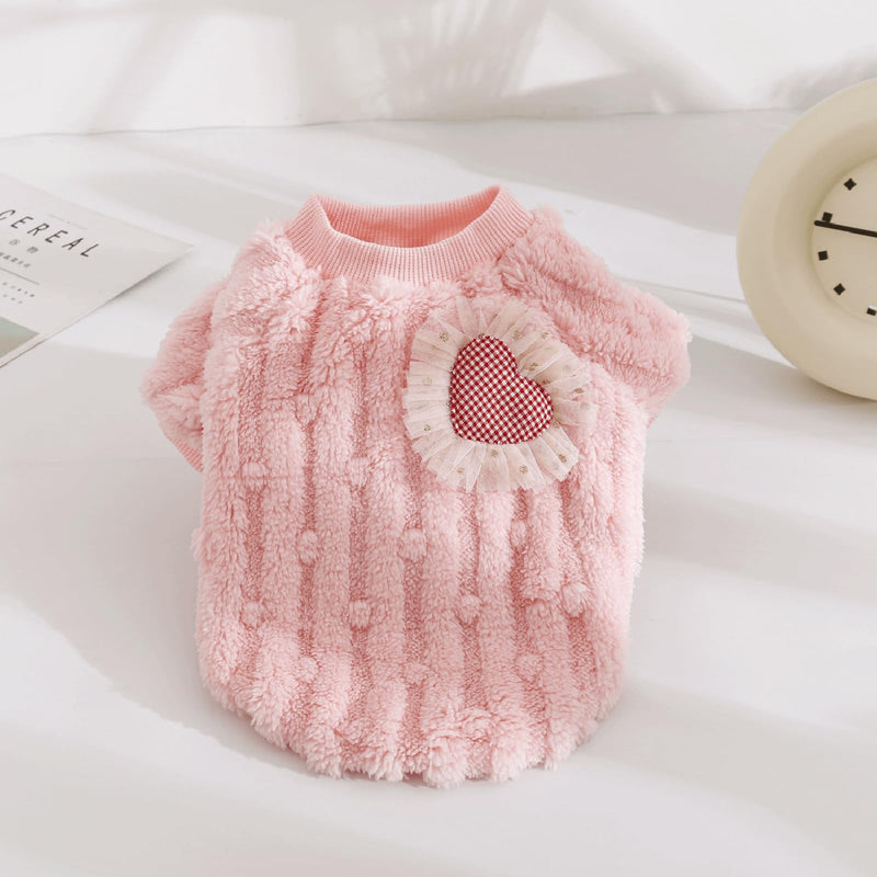 Cute Cat Sweaters Warm Cotton Plush Dog Apparel & Accessories Pink Kitten Turtleneck Sweaters for Indoor Cats and Small Dogs with Pet Laundry Bag (M (6.6-8.8lbs)) M (6.6-8.8lbs) - PawsPlanet Australia