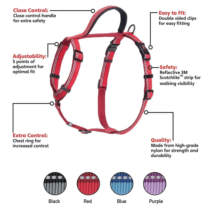 Halti Walking Harness, Size Large, Red, Best Lightweight Dog Harness with Handle, Reflective & Adjustable, Ideal for Puppy Walks, Suitable for Large Dogs - PawsPlanet Australia