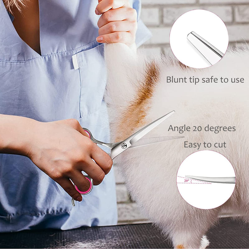 6" Pet Grooming Scissors, Curved Dog Trimming Tools, Professional Pet Care Kit for Home Use