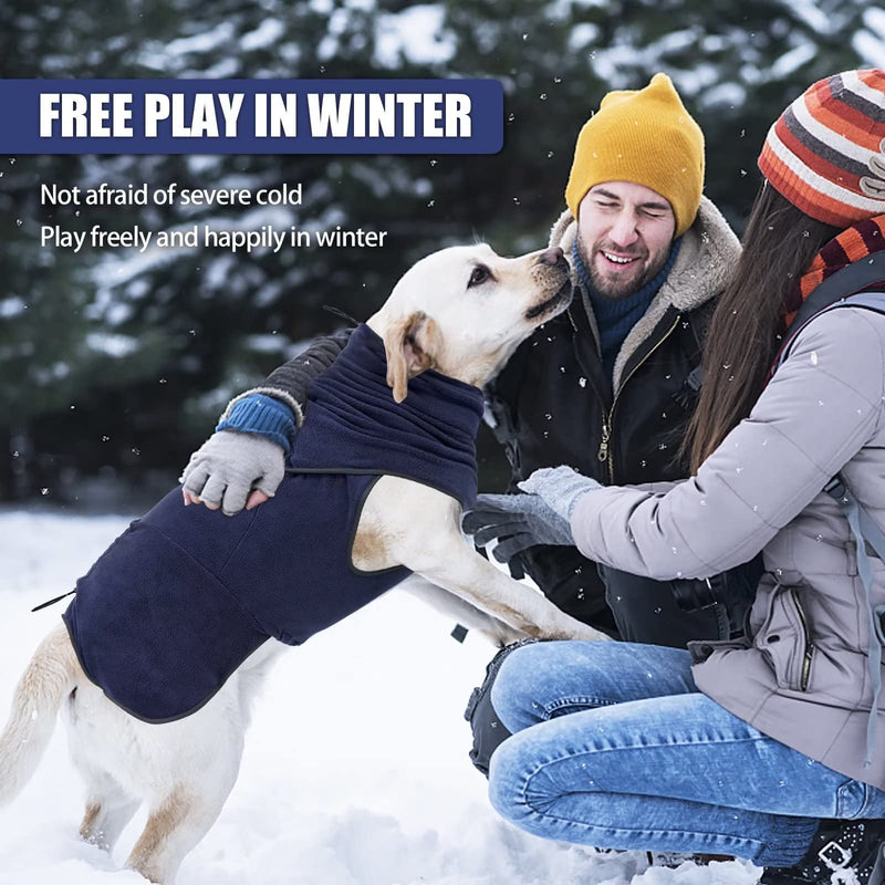 HEYWEAN Dog Fleece Sweaters Sleeveless and Pullover Design Sweatshirt Vest for Dog Small Medium Large XX-Large DarkBlue - PawsPlanet Australia