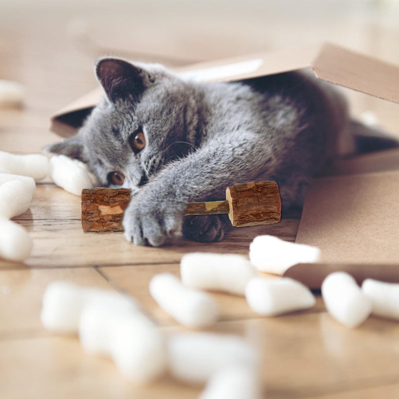 Hemobllo Wooden Toy for Teeth Cleaning and Stress Relief, 2-Pack for Cats, Cat Chew Toy for Chewing and Training, Random Style for Kittens and Cats
