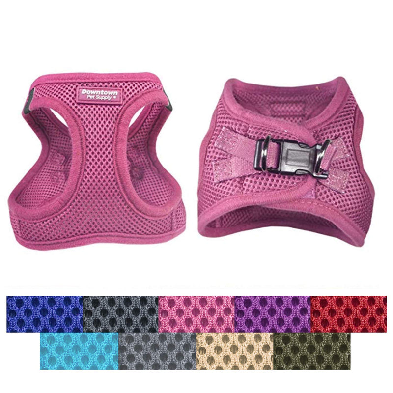 Downtown Pet Supply - Dog Harness for Small, Medium and Large Dogs No-Pull - Step in Dog Harness - Padded Mesh Fabric Dog Vest with Reflective Trim, Velcro and Buckle Straps Pink - PawsPlanet Australia