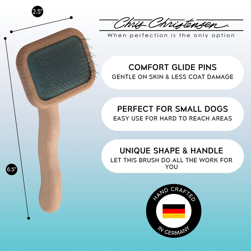 Chris Christensen Dog Brush, Mark I Extra Small Slicker Brush, Groom Like a Professional, Stainless Steel Pins, Lightweight Beech Wood Body, Ground and Polished Tips Black