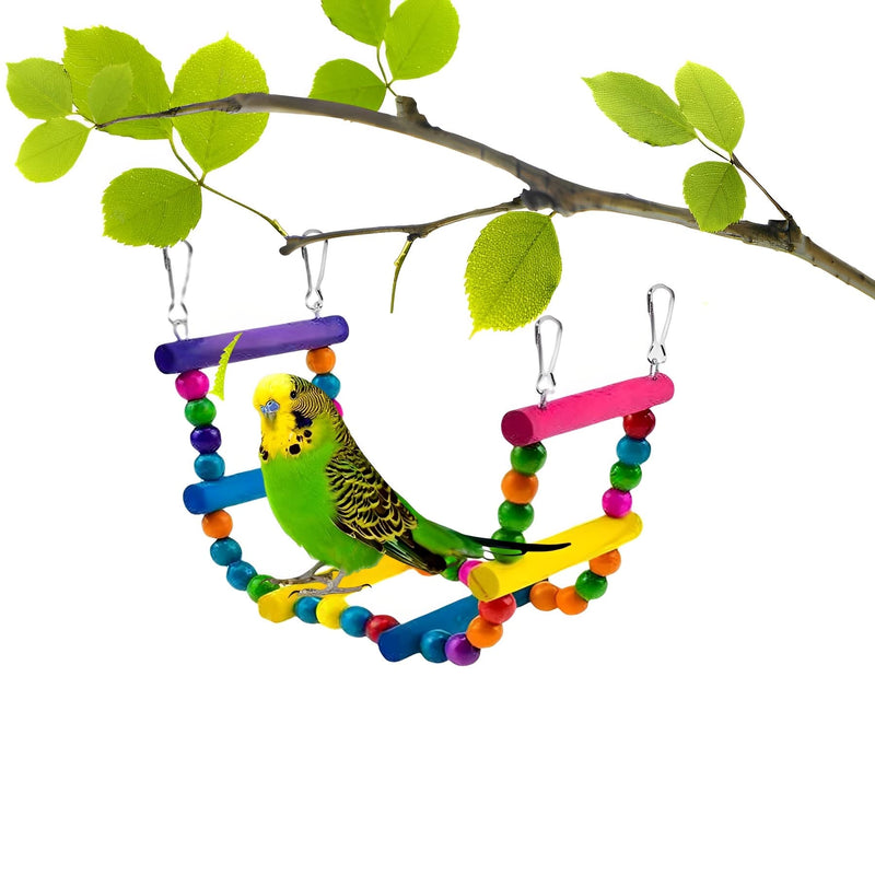 Bird Toys Parakeet Cage Accessories: 11pcs Bird Toy Swing Set for Bird Cage - Colorful Natural Toys Suitable for Parrot Cockatiel Budgie Conure Mynah Lovebird - PawsPlanet Australia