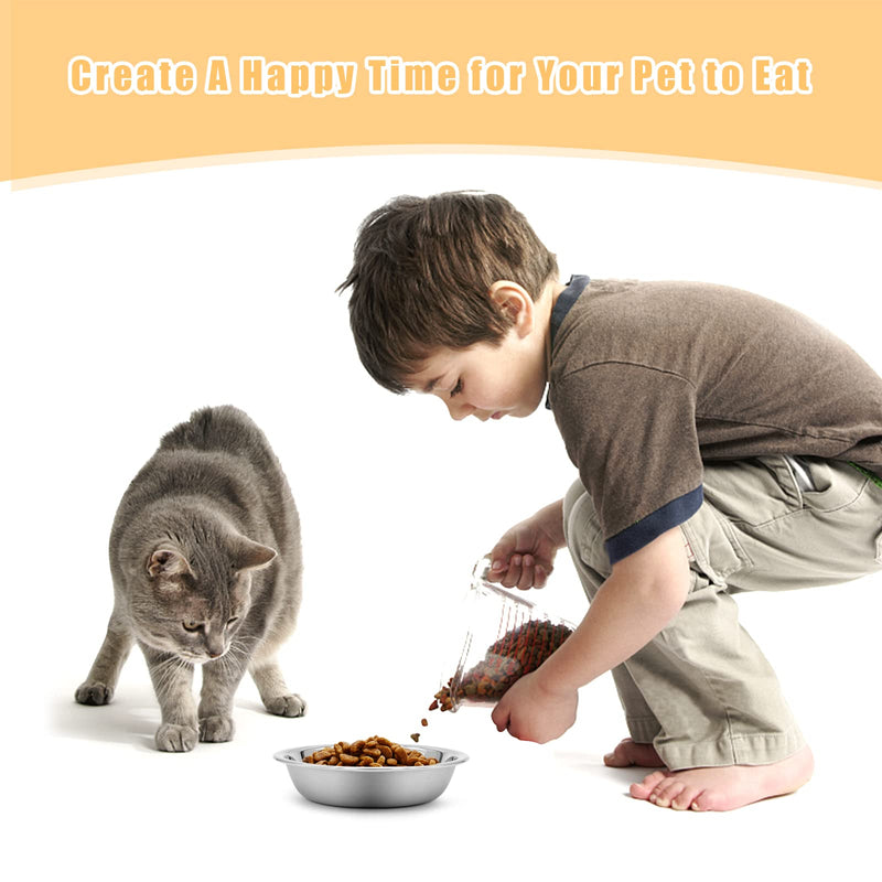5 PCS Cat Bowls Whisker Friendly, Shallow Wide Flat Cat Food Bowls Stainless Steel,Metal Cat Dishes Whisker Fatigue Relief,Replacement Basic Cat Plates for Elevated Stand,Dishwasher Safe… Set of 5 - PawsPlanet Australia
