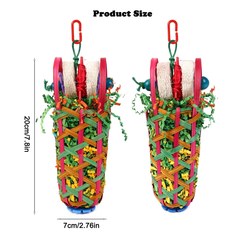 2 PCS Parrot Foraging Toys with Replaceable Metal Hooks Natural Bamboo Basket Bird Toys for Cockatoos Conures Parakeets Shredding Chewing and Interactive Play - PawsPlanet Australia
