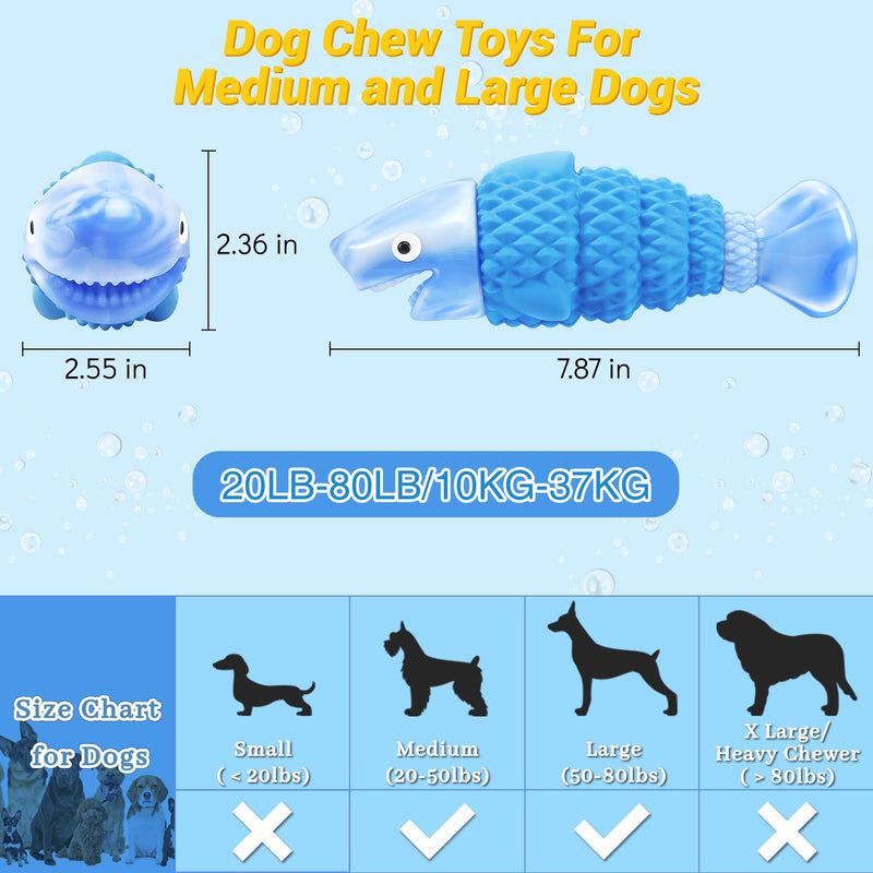 WinTour Tough Dog Toys for Aggressive Chewers Large Breed, Indestructible Dog Toys for Large Dogs, Dog Chew Toys for Aggressive Chewers, Durable Dog Toys, Squeaky Dog Toys, Large Dog Toys for Big Dogs Blue Shark - PawsPlanet Australia