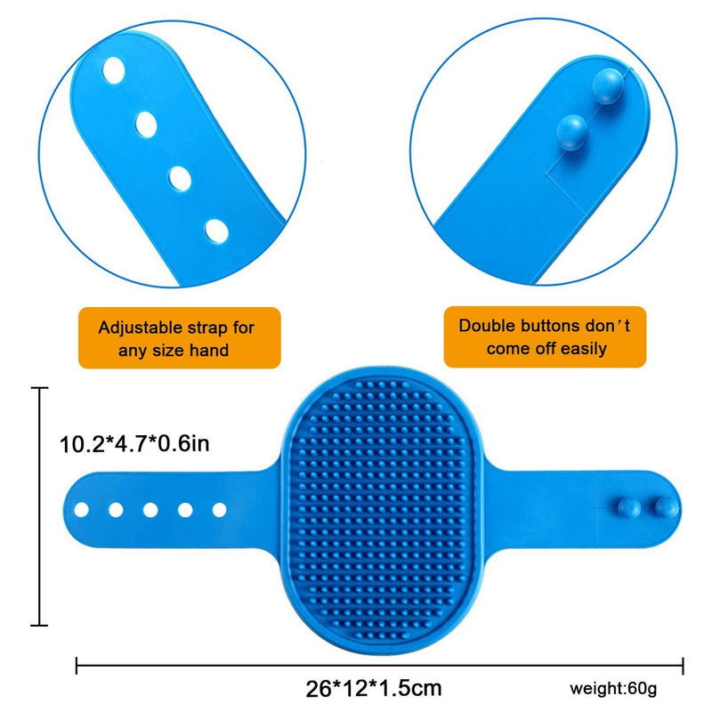 Dog Grooming Brush, Pet Shampoo Bath Brush Shedding Soothing Massage Rubber Comb with Adjustable Ring Handle for Long Short Haired Dogs and Cats 2pcs Blue & Yellow - PawsPlanet Australia
