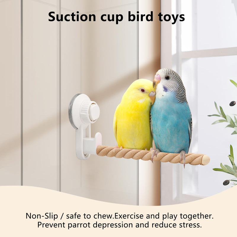 Suction Cup Bird Perch,Natural Wood Parrot Window/Bath/Car/Travel/Shower Perches Stand Portable Parakeet Grinding Stick Training Toys for Small and Medium Birds(Twist Grain) 1 Pcs-Wood Stick - PawsPlanet Australia