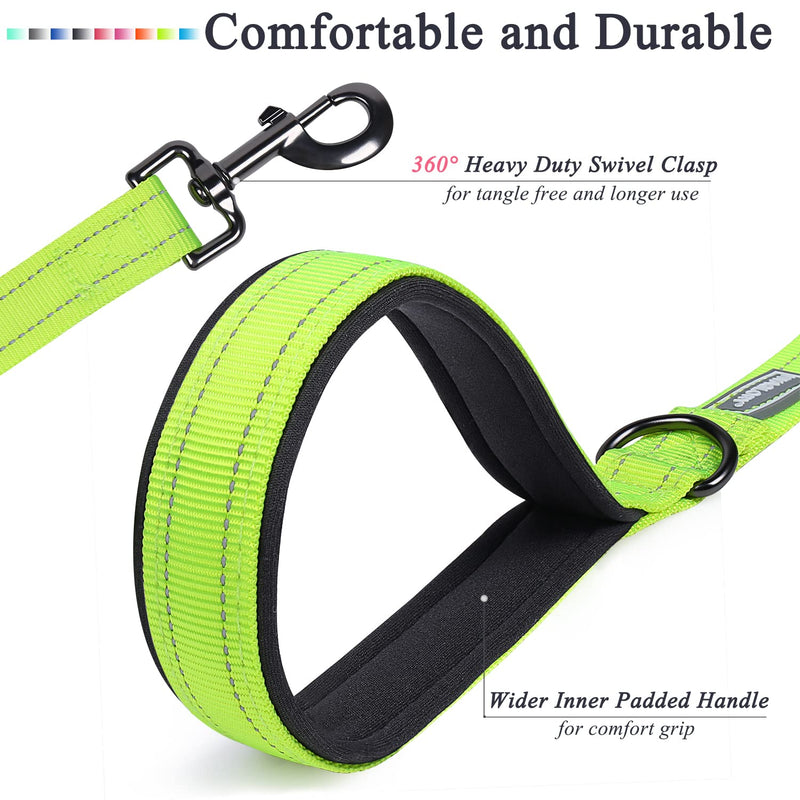 VIVAGLORY Dog Leash Dailyx Pet Leash with Soft Padded Handle for Training & Walking, Heavy Duty & Double Layer Nylon for Pet Puppy, 5ft x 1in, Bright Yellow Leash (5 ft. x 1 in.)