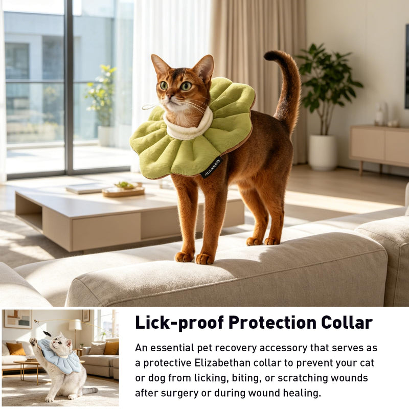Elizabethan Pet Collar, Flower Shape, Soft Collars for Cats and Dogs, Adjustable Anti-Lick Recovery Collars with Two-Tone Color, Waterproof for Surgery, Blue Medium