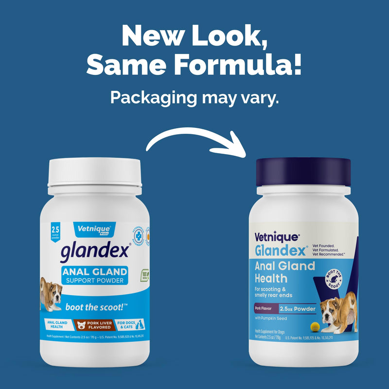 Vetnique Glandex Dog Fiber Supplement Powder for Anal Glands with Pumpkin, Digestive Enzymes & Probiotics - Vet Recommended (Regular or Advanced Strength) - Boot The Scoot (2.5 oz, Pork Liver) 2.5 oz - PawsPlanet Australia