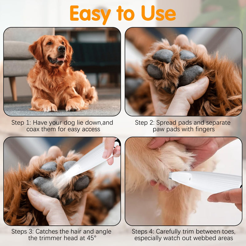Upgraded Dog Paw Trimmer with LED Light,Pet Hair Trimmer,pet paw Trimmer,Smart Display,Rechargeable Pet Clippers for Small Dogs Cats Trimming Paws, Eyes, Ears, Face, and Rump - PawsPlanet Australia