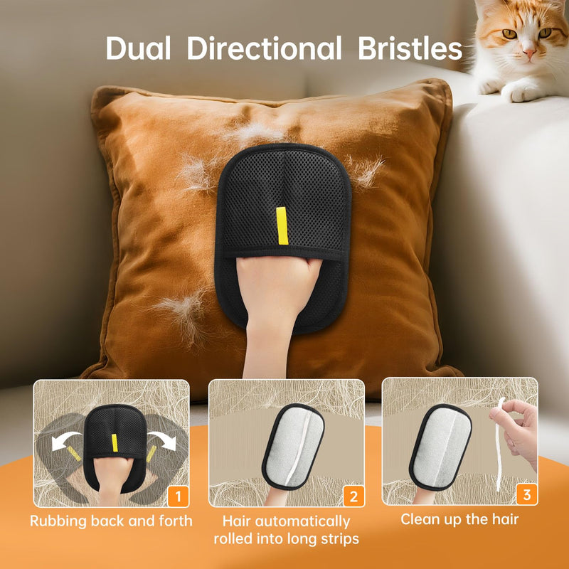 1 Pcs Pet Hair Removal Gloves Brush, Reusable Cat Dog Electrostatic Hair Remover Grooming Glove Tool 1 Pack Black - PawsPlanet Australia