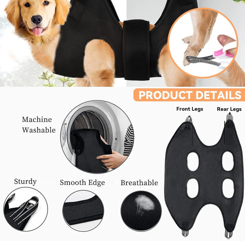 Pet Dog Grooming Hammock Harness, Dog Nail Trimming Sling Harness Hammock, Restraint Bag Claw Care Holder with Nail Clippers/Nail Trimmers/Scissors for Puppy & Cats, Large Gray - PawsPlanet Australia