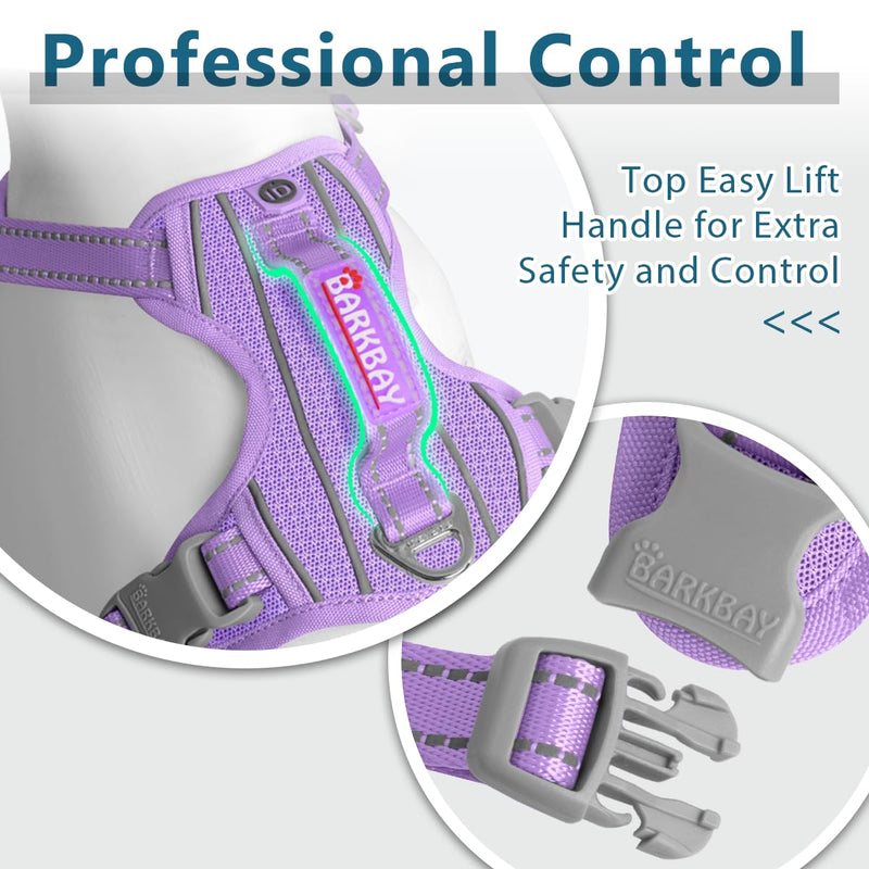 BARKBAY No Pull Dog Harness Front Clip Heavy Duty Reflective Easy Control Handle for Large Dog Walking with ID tag Pocket(Violet Purple,M) Medium(Chest:22-27") Violet Purple