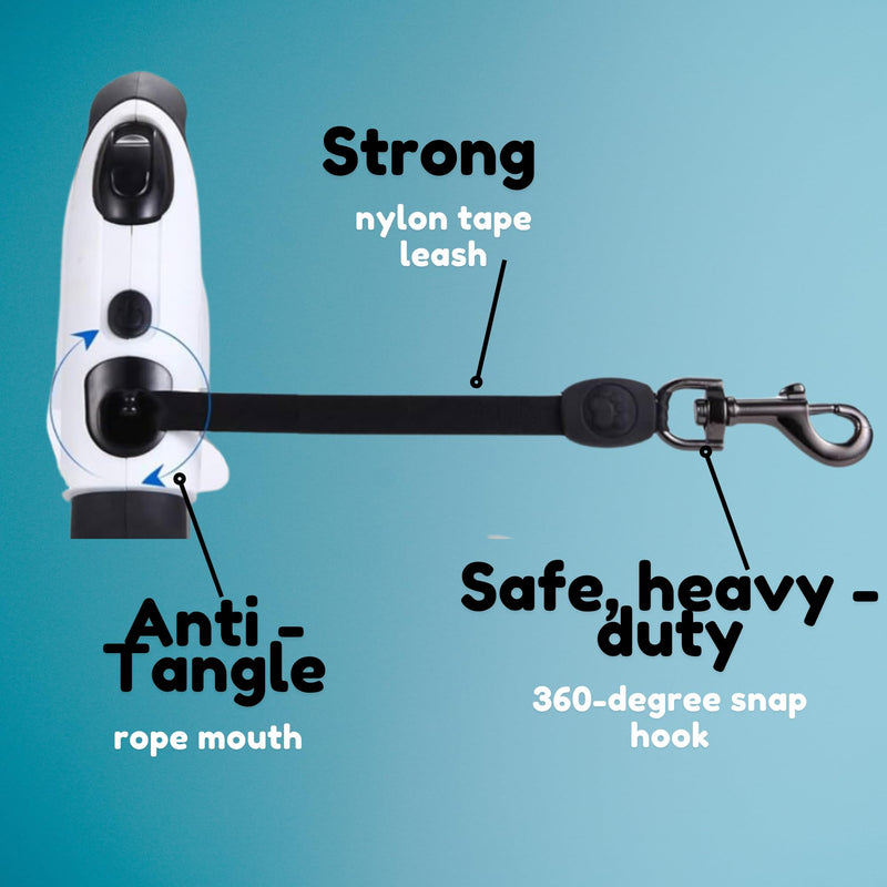 Retractable Dog Leash with LED Flashlight -16 Ft Tangle-Free Long Leash- Anti-Slip Grip - Dog Leashes for Large Dogs Heavy Duty up to 75 Lbs- One Handed Brake -Retractable Dog Leash with Light - PawsPlanet Australia