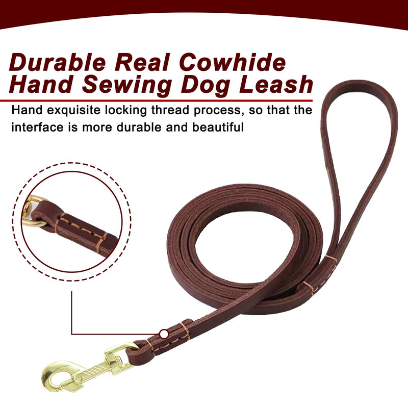 Leather Dog Leash, Durable Braided Dog Training Leash, Strong Heavy Duty Leather Leashes, Soft and Comfortable Genuine Dog Leashes for Large Medium Small Dogs (5FT*2/5", Brown) 5FT*2/5" - PawsPlanet Australia